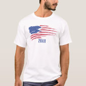 Noodlijdende Amerikaanse vlag met datum T-shirt (Voorkant)