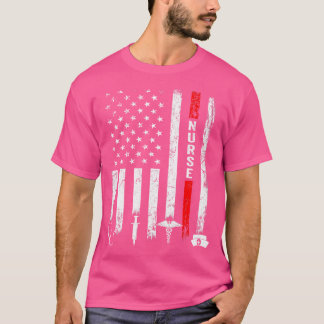 Noodlijdende Amerikaanse Vlag Verpleegster Hartsla T-shirt