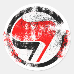 Noodlijdende anti-fascistische actie vlag ronde sticker