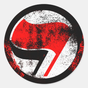 Noodlijdende anti-fascistische actie vlag ronde sticker