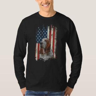 Noodlijdende Basset Hound Amerikaanse vlag Patriot T-shirt