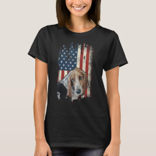 Noodlijdende Basset Hound Amerikaanse vlag Patriot T-shirt