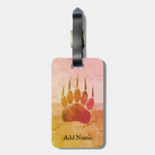 Noodlijdende Beer Paw Print Bagagelabel