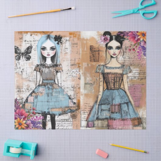 Noodlijdende  bloemenjurk Ephemera Tissuepapier (Craft)