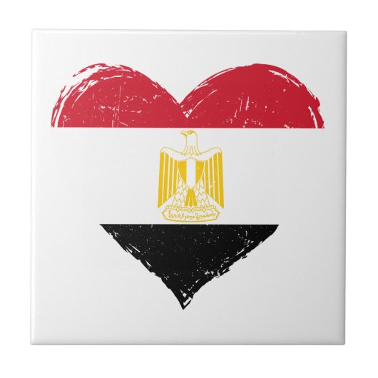 Noodlijdende Egyptische Vlag Hart Keramische Tegel Tegeltje (Voorkant)