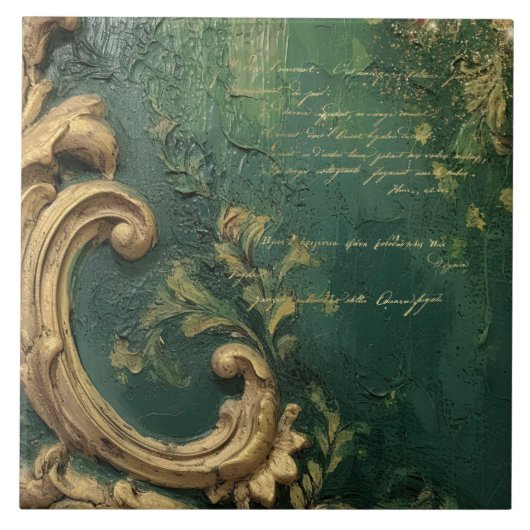  Noodlijdende Emerald Green Gold Script Tegeltje (Voorkant)