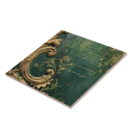  Noodlijdende Emerald Green Gold Script Tegeltje (Zijkant)