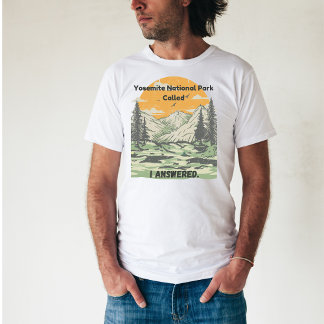 Noodlijdende Geel/Groene Print Yosemite Park Natuu T-shirt