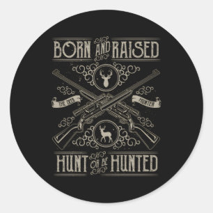 Noodlijdende hertenjager geweer jacht ronde sticker