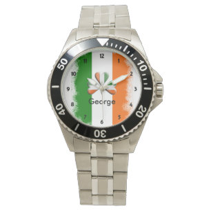 Noodlijdende Ierse Tri Colors Shamrock gepersonali Horloge