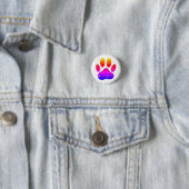Noodlijdende Kleurrijke Hond Pawprint Ronde Button 3,2 Cm (In situ)