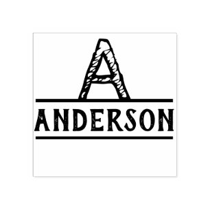Noodlijdende Monogram Inktstempel Modern Rubberstempel