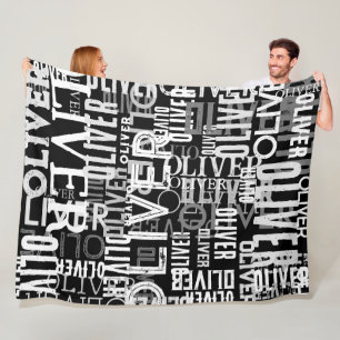 Noodlijdende namen gekopieerd op Modern Black&Whit Fleece Deken