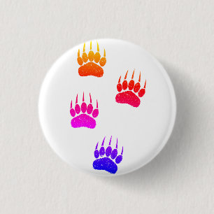 Noodlijdende oude papieren print zwart Beren poten Ronde Button 3,2 Cm