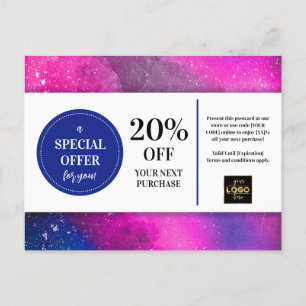 Noodlijdende Pink Magenta Waterverf Coupon Korting Briefkaart