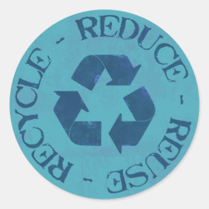 Noodlijdende Reduce Reuse Recyclen Sticker (blauw)