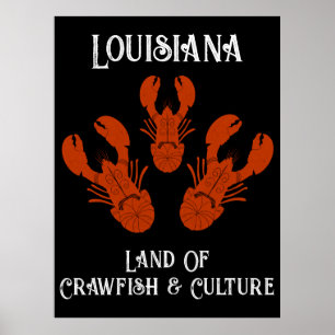 Noodlijdende Reizen Louisiana-Crawfish & Cultuur Poster