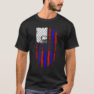noodlijdende retro Amerikaanse vlag auto 4e van T-shirt