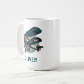 Noodlijdende Retro Biplane Illustratie Koffiemok (Voorkant links)