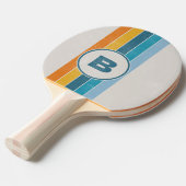Noodlijdende Retro Rainbow Dark met Initiaal Tafeltennisbatje (Voorkant Gekanteld)