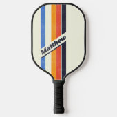 Noodlijdende Retro vijf Gestreepte Donker met Naam Pickleball Paddle (Voorkant)