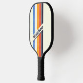 Noodlijdende Retro vijf Gestreepte Donker met Naam Pickleball Paddle (Links)