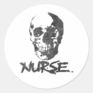 Noodlijdende schedel verpleegkundige ontwerp ronde sticker