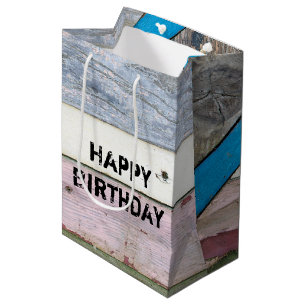 Noodlijdende Shabby Chique Hout Medium Gift Bag Medium Cadeauzakje