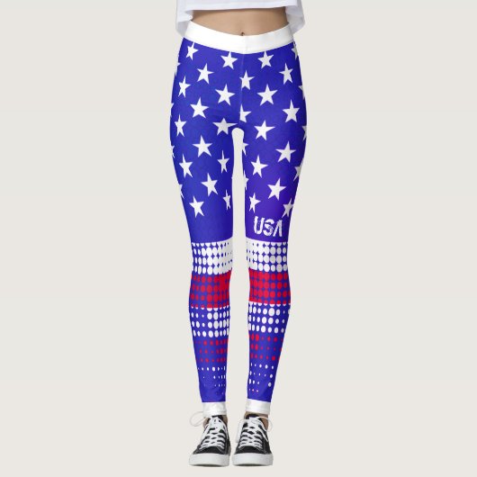 NOODLIJDENDE STERREN EN STREPEN USA Dot Pattern Leggings (Voorkant)