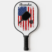 Noodlijdende sterren en strepen Vlag bewerkbare na Pickleball Paddle (Voorkant)