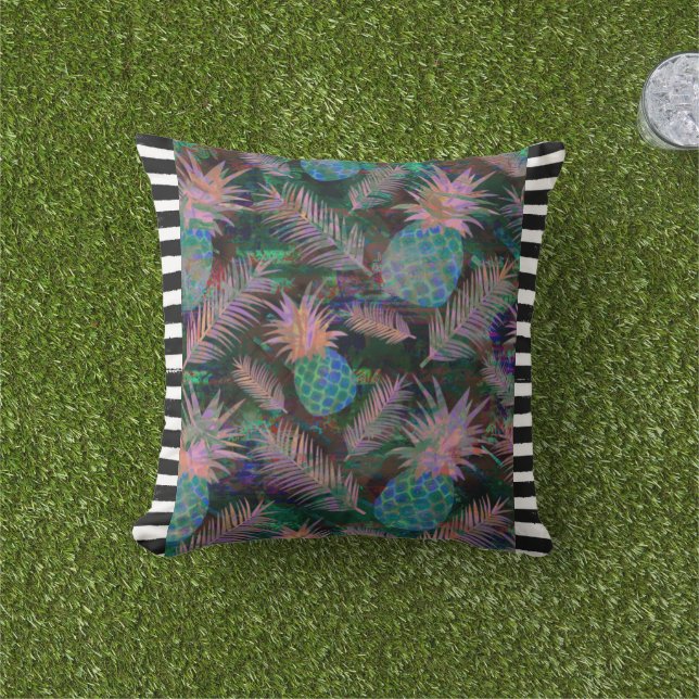 Noodlijdende Streep Dark Pineapple Sierkussen (Gras)