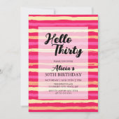 Noodlijdende Strepen Roze Kleurrijke 30e Verjaarda Kaart (Voorkant)