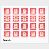 Noodlijdende Strepen Roze Peach Kleurrijk Dank u Vierkante Sticker (Vel)