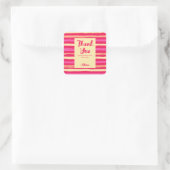 Noodlijdende Strepen Roze Peach Kleurrijk Dank u Vierkante Sticker (Tas)