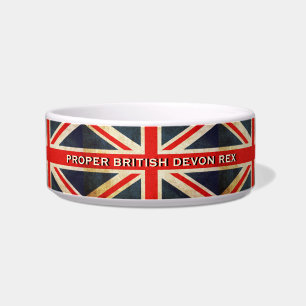 Noodlijdende Union Jack Britse Devon Rex Cat Bowl Voerbakje
