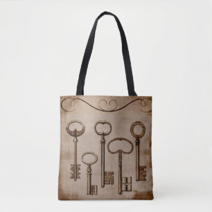 Noodlijdende Victoriaans Antiek Skeleton Keys Draagtas