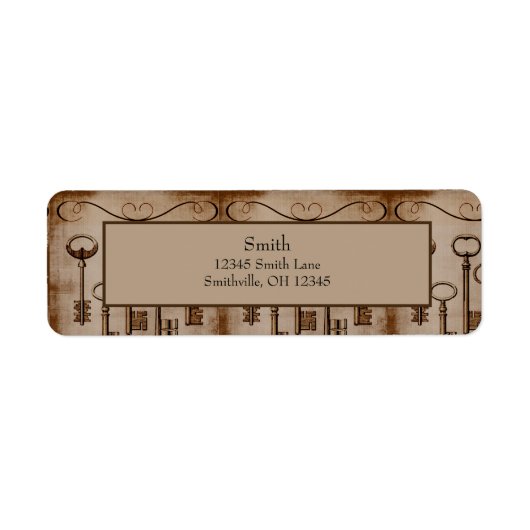 Noodlijdende Victoriaans Antiek Skeleton Keys Etiket (Voorkant)