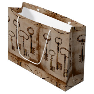 Noodlijdende Victoriaans Antiek Skeleton Keys Groot Cadeauzakje