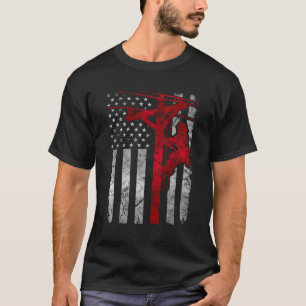 Noodlijdende VS Patriottische dunne rode lijn Amer T-shirt