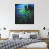 Noodlijdende Waterlelie Bloemen op Water in Moeras Canvas Afdruk (Insitu (Slaapkamer))