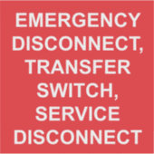 Noodontkoppeling, label overdrachtschakelaar (Voorkant)