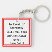 NOODSITUATIE Sleutelhanger Bag Label (Achterkant)