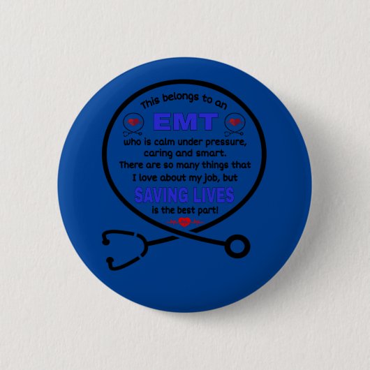 Noodtoestand van medische technicus. EMT Cadeau Ronde Button 5,7 Cm (Voorkant)