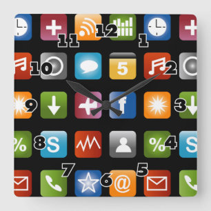 Nooduurklok Afbeelding vectorapp-pictogram Vierkante Klok