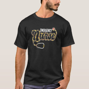 Noodverpleegkundige Stethoscoop Hart Luipaard Prin T-shirt