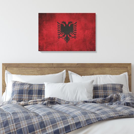  noodvlag van Albanië Canvas Afdruk (Insitu (Slaapkamer))