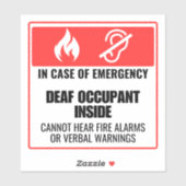 Noodwaarschuwing voor dove inzittenden sticker (Vel)