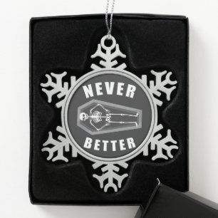 Nooit Beter Dood van Binnen Skelet Halloween Tin Sneeuwvlok Ornament