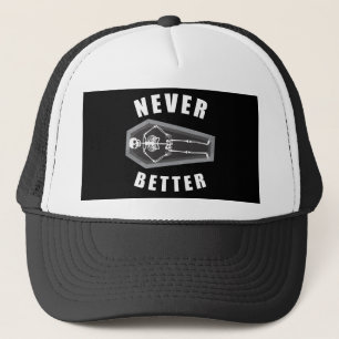 Nooit Beter Dood van Binnen Skelet Halloween Trucker Pet
