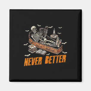 Nooit beter Grappig Skeleton Leesboek In Coffin Magneet